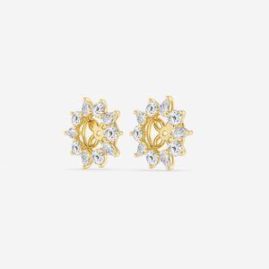 Élégantes boucles d'oreilles à halo alterné avec diamants de laboratoire ronds et en forme de poire de 2 carats, étincelantes, bijoux de luxe éthiques - Product Image 6