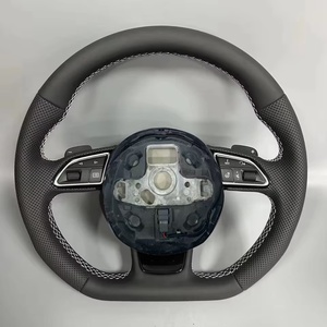 Volante per Auto <span class=keywords><strong>Audi</strong></span> R8 TT TTS T RS A6 A7 A3 A4 A5 Sport con Fondo Piatto <span class=keywords><strong>e</strong></span> Paddle Shift in Fibra di Carbonio Personalizzato - Product Image 1
