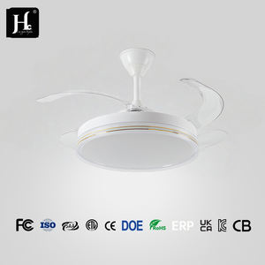 Ventilateur de plafond invisible blanc moderne avec lumière - Ventilateur de plafond silencieux à LED pour salon chambre à coucher - Product Image 2