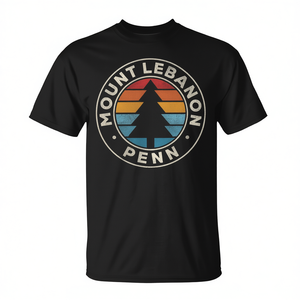 T-shirt Mount Lebanon Penn Vintage Retro anni '70 con design grafico nero - Product Image 2