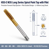 Tap Mesin Baja Tahan Karat dan Besi Cor GB DIN371 M2 M20 HSS-E M35 Cobalt TiN Coated Long Series Pilot Spiral Point Through Hole