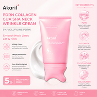 Akaril 90g PDRN Collagène Crème Anti-rides Cou et Décolleté Gua Sha 5% Volufiline Raffermissante Lissante Élastifiante Testée Dermatologiquement