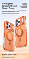 Coque de téléphone magnétique ondulée antichoc pour iPhone 17 Pro Max avec béquille métallique rotative à 360° en TPU PC anti-chute