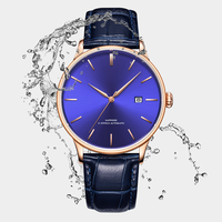 Montre à quartz de qualité supérieure, design tendance, affichage de la date, bracelet en cuir, best-seller, emballage cadeau