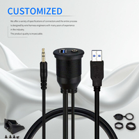 USB 3.0 et 3.5mm mâle vers USB3.0 femelle AUX extension 1/8 prise audio avec support câble audio étanche USB encastré 1M/2M