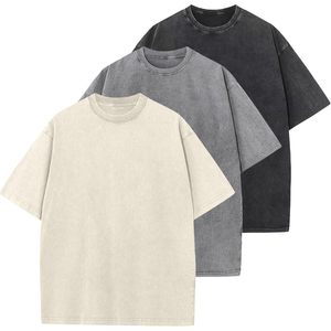 T-shirt en coton pour homme, coupe ample, manches courtes, délavé, uni, basique, décontracté, unisexe, tissu jersey - Product Image 1