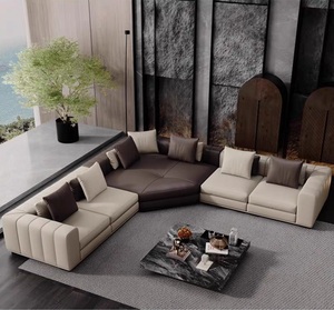 Italian Design Modern Minimalist Genuine Leather <strong>Sofa</strong> <strong>7</strong> <strong>Seat</strong> Corner <strong>Sofa</strong> Luxury Combination <strong>Sofa</strong> Set Furniture Living Room - Product Image 6