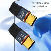 Cable de Datos USB 4.0 Tipo-C Plano y Delgado de TPE para Laptop y Dispositivos iOS, 40Gbps, 8K/60HZ, 240W, Carga Rápida, Conductor de Cobre Puro