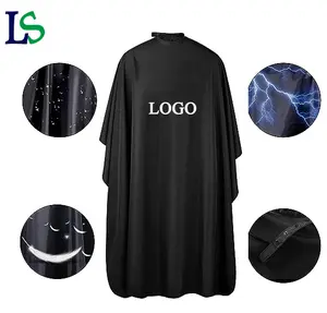 Custom LOGO Professional Waterproof Hair Styling Cape Polyester Haircuting Salon Cape Gown Hair Salon with DIfferent Neckline