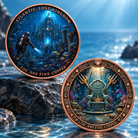 Médaille 2026 Atlantis Sunken City Double Face Diver Relief Plaqué Fer Boîtier Acrylique