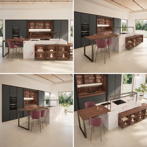Gabinetes de Cocina Gris Oscuro con Certificación FSC, Juego de Gabinetes de Cocina de Madera Contrachapada Sostenible de Lujo, Fabricante de Muebles de Cocina Modulares Modernos - Product Image 2
