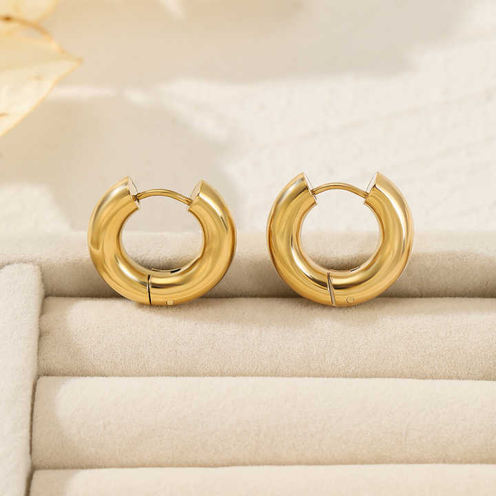 FETTERO Gold Plated Huggie Hoop Earrings - Snake Ball CZ Dainty Earrings For Women