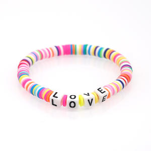 Pulseras de Cuentas con Letras de Palabras Inspiradoras Personalizadas, Joyería de Verano, Pulsera de Arcilla Polimérica Suave con Iniciales para Mujeres y Niñas - Product Image 4