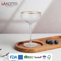 Fournisseur de verrerie en verre de Chine CRYSTAL, vente en gros de gobelets à bord doré 390 ml, verre à vin de luxe fait à la main pour bar, restaurant, restauration