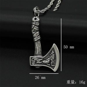 Vintage Punk Viking Double Sides Axe <b>Necklace</b> Jewelry Nordic <b>Silver</b> Stainless Steel <b>for</b> <b>Men</b> <b>Necklaces</b> 18K Gold Plated Box Chain - Product Image 2