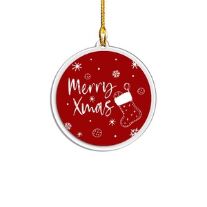 Adorno Navideño Redondo de Acrílico, Colgante Rojo con la Frase 'Feliz Navidad', Decoración para Árbol, Decoración Navideña, Venta al Por Mayor - Product Image 4