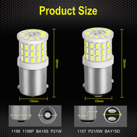 Ampoule Céramique 57 LED 12/24V Rouge Ambre pour Feu Stop Arrière de Voiture, Lampe Clignotante de Frein Stroboscopique 1156 1157 BA15S T20