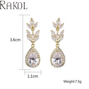 Boucles d'oreilles en forme de poire en cristal de zircon bleu plaqué noir rakol EP2483 - Product Image 2