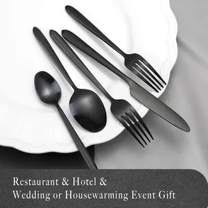 High-end Drip Style Handle Silverware Matte Black Cutlery Stainless Steel Flatware Sets For Wedding