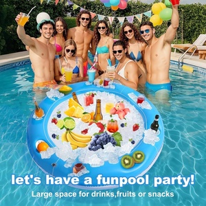 PVC Inflatable Round Pool Float <b>Cooler</b> 100*58 CM Game <b>Table</b> Blue Color for Indoor Outdoor Beach Summer Parties - Product Image 5