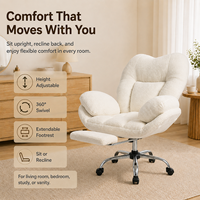 Chaise de bureau exécutive à accoudoirs réversibles croisés, avec support lombaire en boucle, pour bureau à domicile et travail sur ordinateur