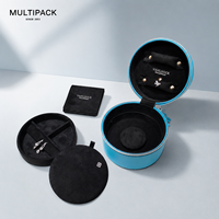 Étui de voyage rond personnalisé en cuir PU pour bijoux, boîte de rangement portable pour bijoux avec fermeture éclair, pour bagues et boucles d'oreilles, OEM