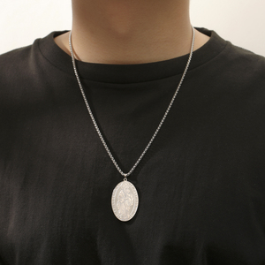 Collar Vintage con colgante de estatua de San Pedro, collar de San Pedro ovalado de acero inoxidable, amuleto de joyería chapado en oro para hombres - Product Image 2