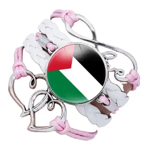 パレスチナブレスレットパレスチナ国旗パターン宝石ブレスレット愛無限多層ブレスレット手工芸品卸売
