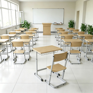Muebles de Aula de Alta Calidad, Juego de Escritorio y Silla Individual Ajustable de Madera Contrachapada Resistente para Escuela Primaria/<span class=keywords><strong>Centro</strong></span> de Capacitación - Product Image 2