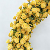 GNW Custom New Hot Selling N-Shape Floral Arch Bunga Mawar Kuning Buatan untuk Dekorasi Latar Panggung Acara Pernikahan.