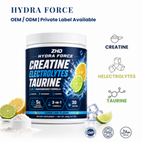 Poudre de créatine pour adultes en marque privée, électrolytes, taurine, formule nutritionnelle sportive, force musculaire, hydratation, récupération, 36 portions