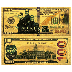 Billetes de Banco de Polímero con Diseño Personalizado de la <span class=keywords><strong>Película</strong></span> Matrix, Recuerdo de EE. UU., Billetes de Banco Chapados en Lámina de Oro, Producto de Artesanía Metálica - Product Image 2