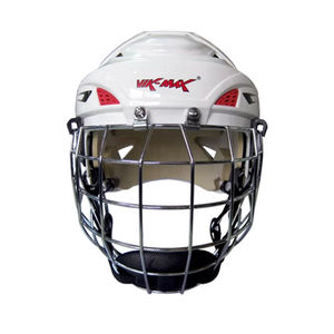Casque de hockey sur glace professionnel de gros pour joueurs, toutes tailles, couleur blanche, avec grille de protection intégrée - Product Image 2