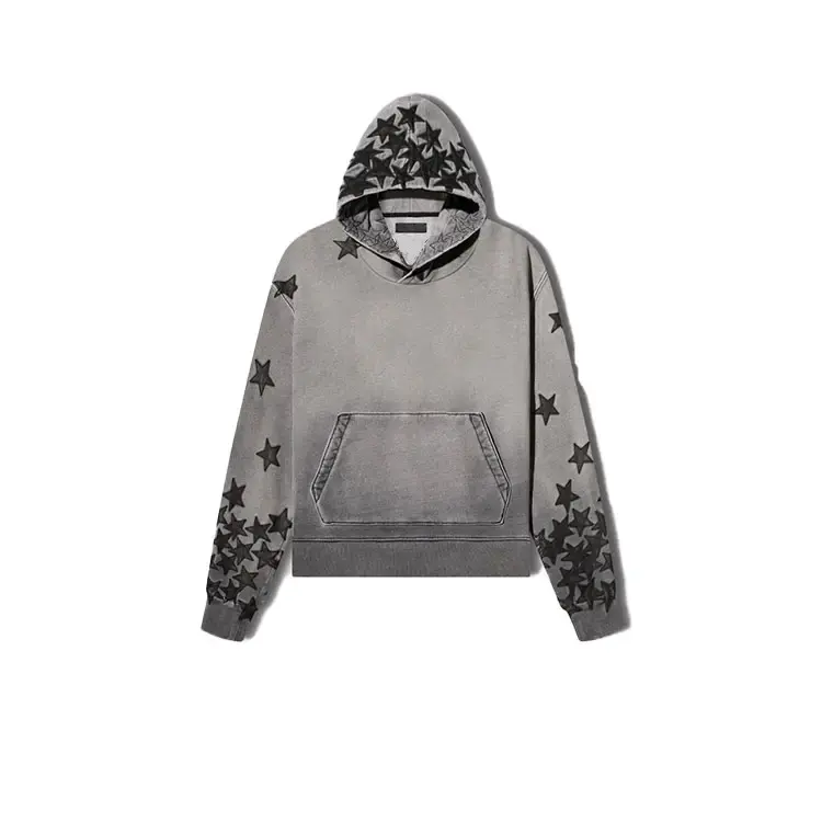 Bộ Áo Hoodie Hình Ngôi Sao Áo Chui Đầu Ngoại Cỡ Lông Cừu Tùy Chỉnh In Họa Tiết Dài Tay 100% Cotton Áo Hoodie Kéo Khóa Toàn Bộ