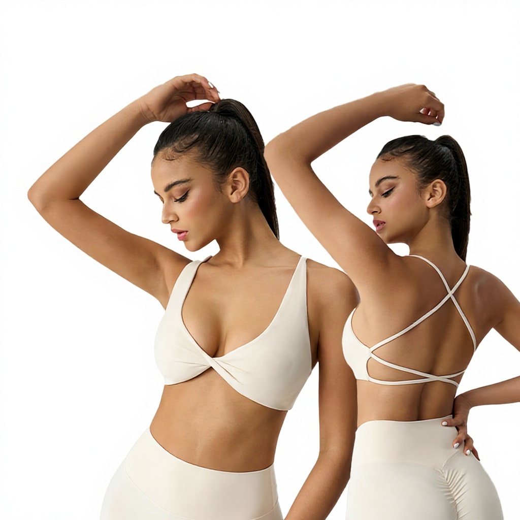 Yoga Crop Top Women Plain Backless T-Shirts Slim Athletic Top V-Neck Push up Naked Crossover Sports Bra Yoga Gym Workout Fitness
