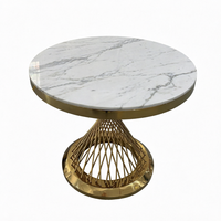 Table à manger ronde, table aspect marbre, pieds en acier inoxydable doré, style nid d'oiseau, mobilier moderne pour salle à manger