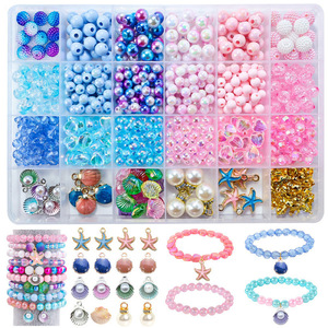 Marine Themed Beaded Bracelet <b>DIY</b> <b>Kit</b> Loose Mixed Beads Jewelry Accessories Plastic Resin Handmade Craft Supplies - Product Image 1