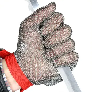 Перчатки Gujia ODM долговечные с пятью пальцами, перчатки для рук, устойчивые к порезам, кухонный нож мясника, перчатки с кольцами из нержавеющей стали