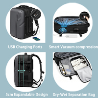 Sac à dos de compression sous vide antivol imperméable personnalisé, sac à dos de voyage multifonctionnel avec serrure TSA pour unisexe