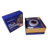 Boîtes d'emballage de cadeaux islamiques en mousse avec logo gaufré de luxe violet personnalisé pour safran