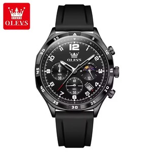 Montre de luxe 2986, design sportif, bracelet en caoutchouc personnalisé avec logo OEM, étanche, lumineuse, avec phases de lune, pour hommes - Product Image 2