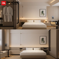 Solution de mobilier d'hôtel sur mesure au design moderne PA, ensembles de meubles de chambre à coucher à Foshan, lit en bois de luxe pour chambre d'hôtel 5 étoiles