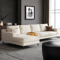 Canapés en forme de L de style minimaliste pour la maison, grands canapés en tissu crème avec coin salon, canapé en forme de L moderne pour salon