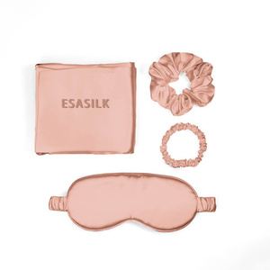 Coffret cadeau personnalisé Masque pour les yeux en soie pure Scrunchie et taie d'<span class=keywords><strong>oreiller</strong></span> en soie 3 pièces Satin <span class=keywords><strong>100</strong></span>% soie de mûrier Ensemble de taies d'<span class=keywords><strong>oreiller</strong></span> - Product Image 3