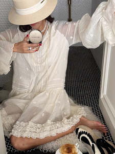 <span class=keywords><strong>Boutique</strong></span> en gros 2025 nouveau à la mode automne français élégant col en v brodé <span class=keywords><strong>Jacquard</strong></span> à manches longues robe pour femmes - Product Image 5