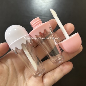 ISMAN 6ml Tube de brillant à lèvres en forme de cornet de crème glacée mignon, transparent, rose, blanc, emballage vide pour brillant à lèvres, logo personnalisé, flacon de maquillage pour enfants - Product Image 2