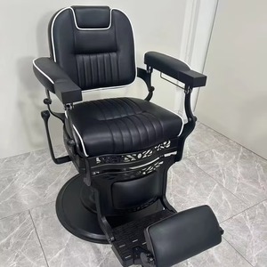 Sillón de Salón Metálico para Hombre, para Salones de Belleza, Peluquería, Barbería, Asiento de Cuero, Bomba Hidráulica Profesional - Product Image 1
