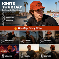Gorra de estilo unisex Fire Up Rust Edition Premium con bordado frontal, paneles, corona ventilada, ajustable, para skate, deportes callejeros y uso diario.