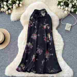 Falda Maxi Estampada de Verano 2025 para Mujer, Casual, Cintura Imperio, Transpirable, 100% Seda Sostenible, Satén, Venta al Por Mayor - Product Image 4