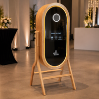 Boîtier en bois pour miroir photo de 40 pouces avec logiciel DSLRBooth, écran tactile LCD de 21,5 pouces, Windows 11, processeur i5, et valise de transport.